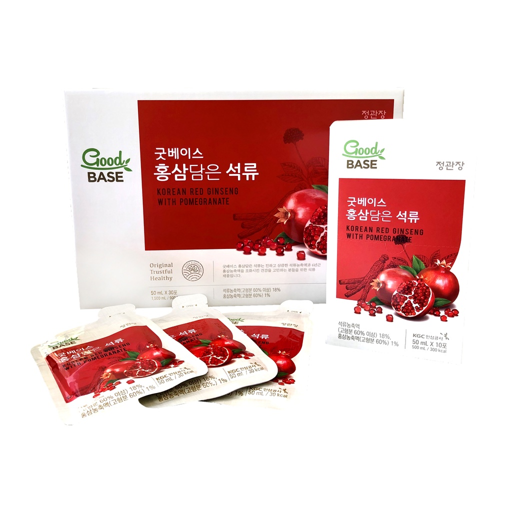Nước Hồng Sâm Lựu Đỏ Good Base KGC Korean Red Ginseng With Pomegranate Jung Kwan Jang 30 gói
